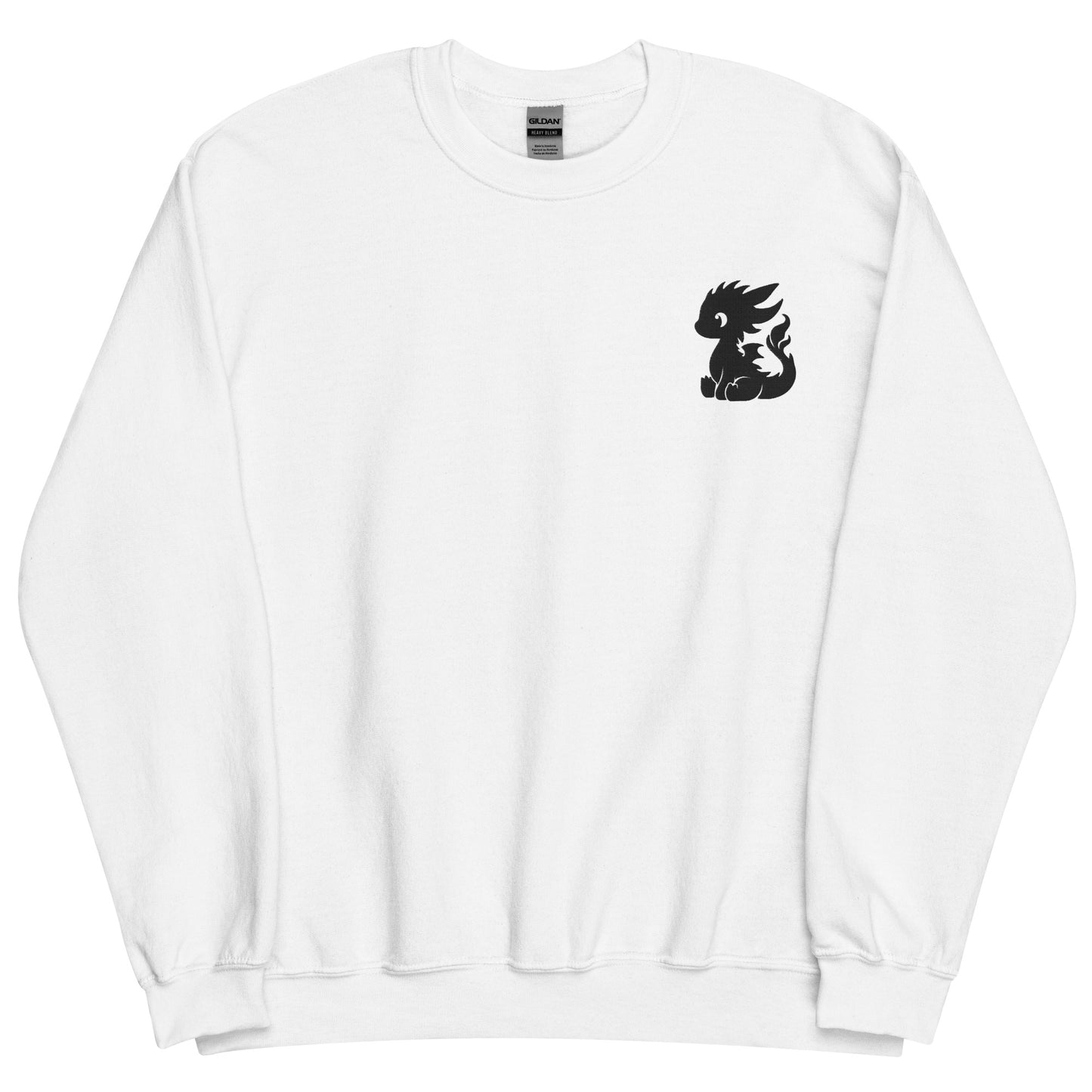 The baby dragon sweatshirt has a black embroidered baby dragon on the left chest of this sweatshirt.
The colour of this sweatshirt is white.